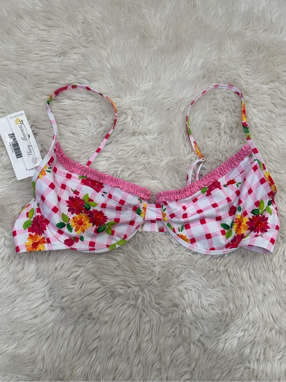 Heavy Manners Gingham Floral Two-Piece Swim Set - Picture 2 of 7